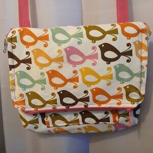 New Tropical Birds Crossbody Shoulder Bag Purse Flap top +Zip Pink Yellow  Green